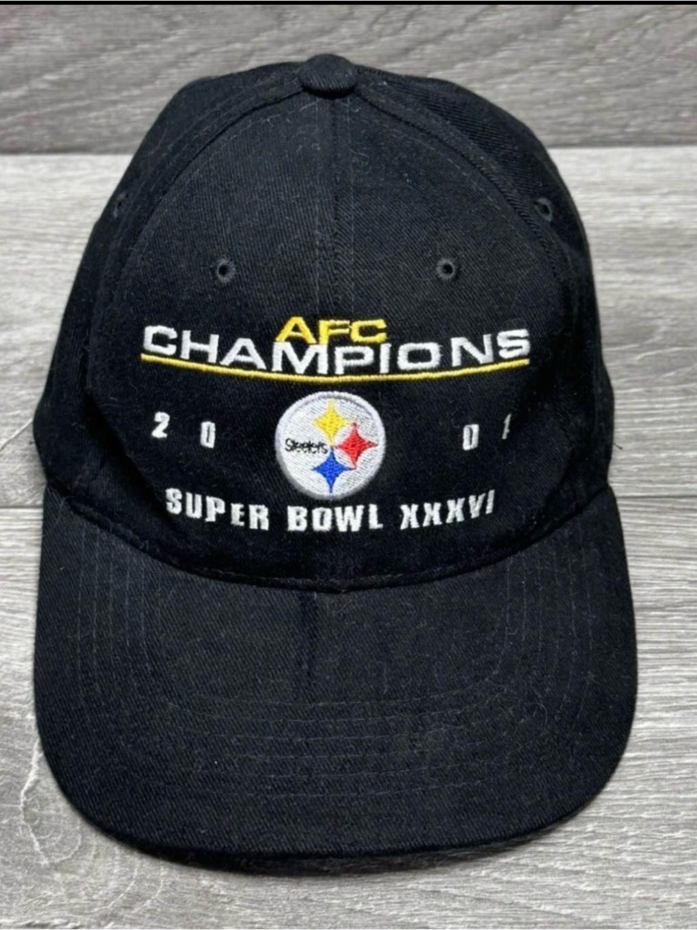 Set of 10 Pittsburgh Steelers Black AFC Champions Super Bowl XXXVI Cap